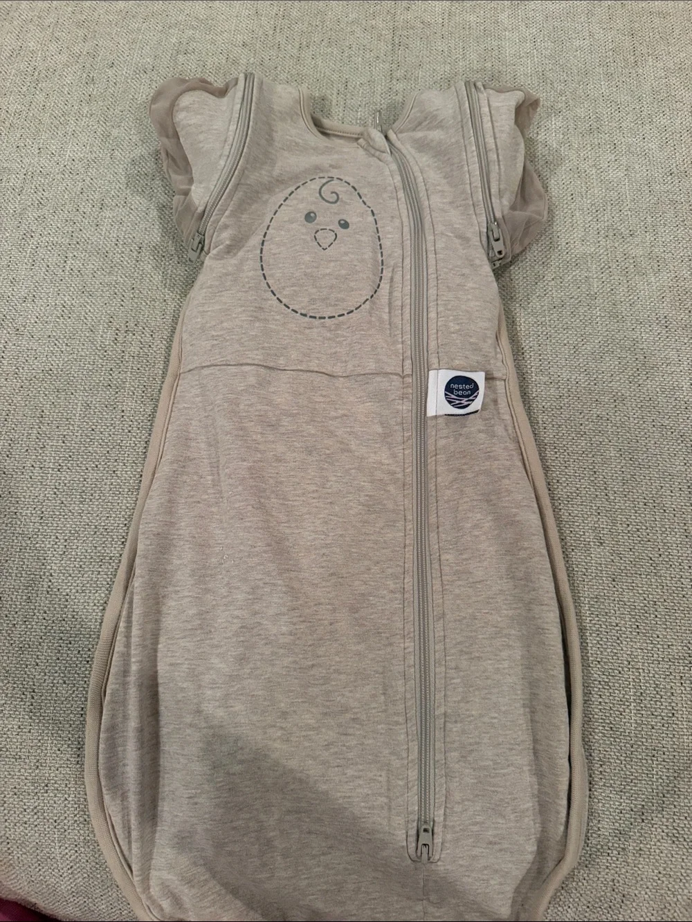 Nested Bean Neutral Beige Zen One Swaddle Sleep Sack with Chick Motif